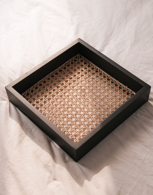 Square Tray With Rattan