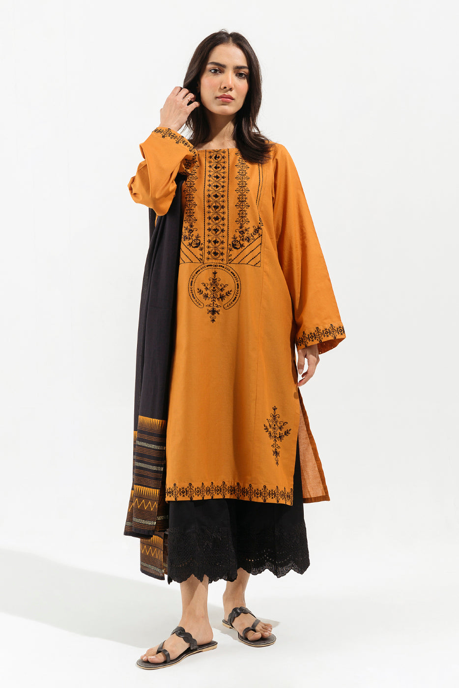 Embroidered Shirt With Dupatta