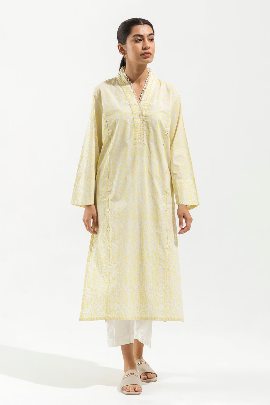 BASIC PRINTED VISCOSE SHIRT (PRET)