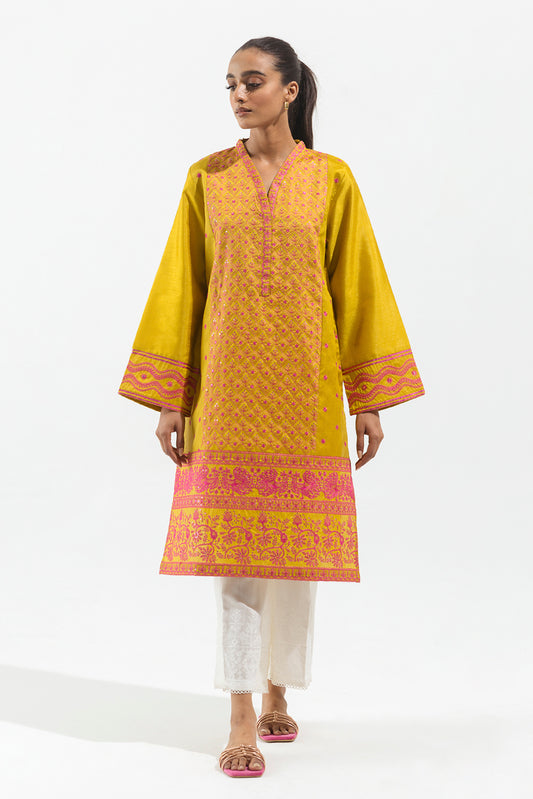 EMBROIDERED RAW SILK SHIRT (LUXURY PRET)