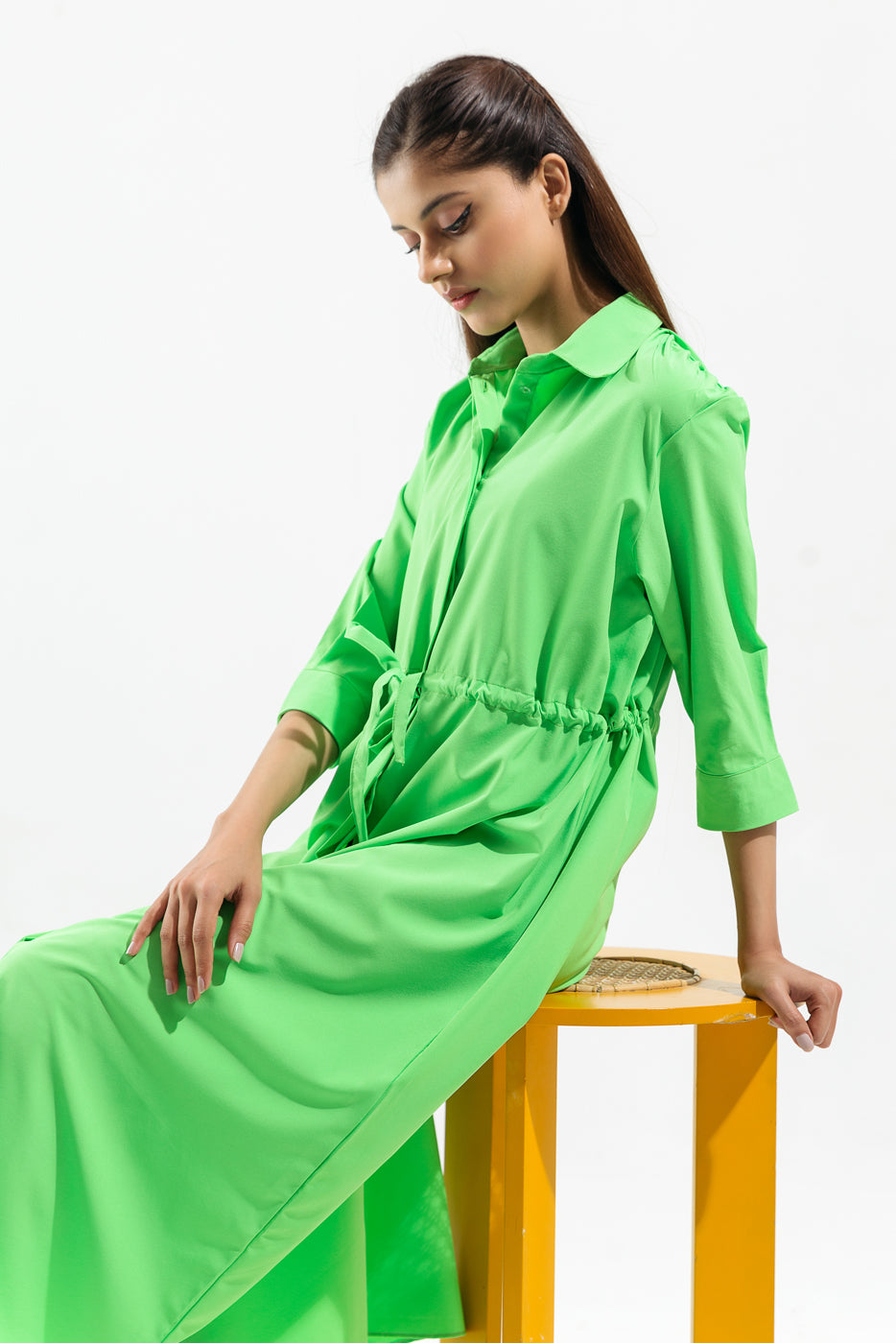 LIGHT GREEN TUNNEL BELT DRESS