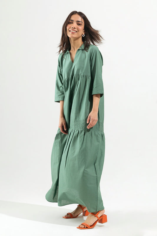 GREEN TIERED DRESS