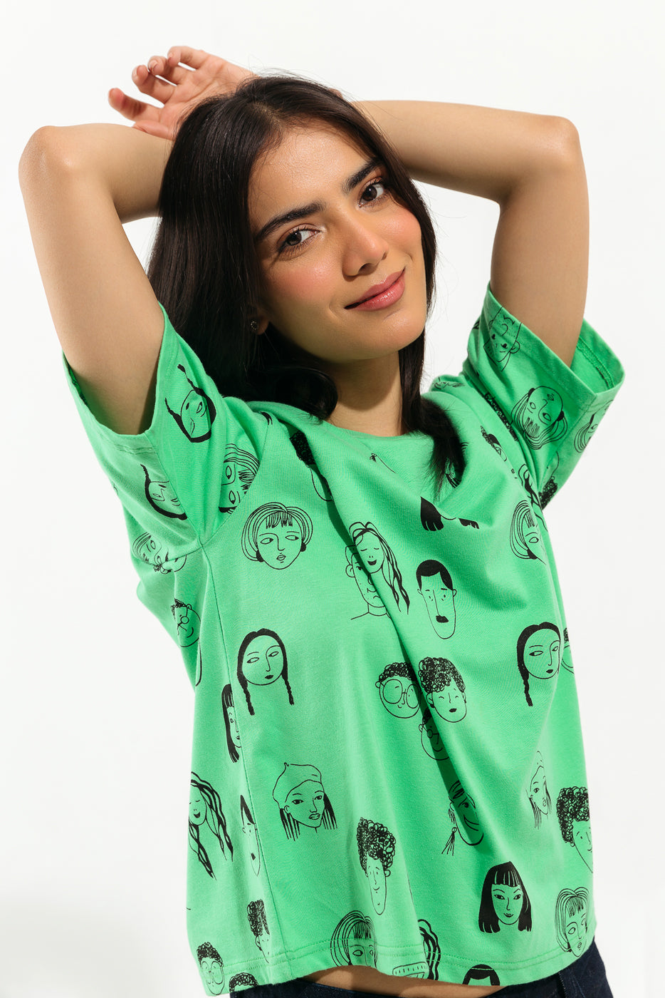 JADE GREEN PRINTED T-SHIRT