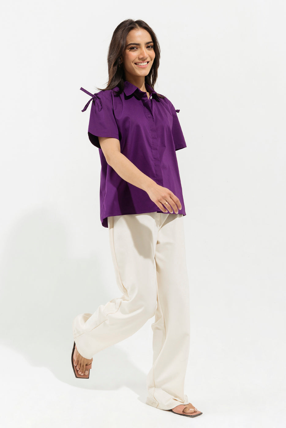 PURPLE BUTTON DOWN TOP