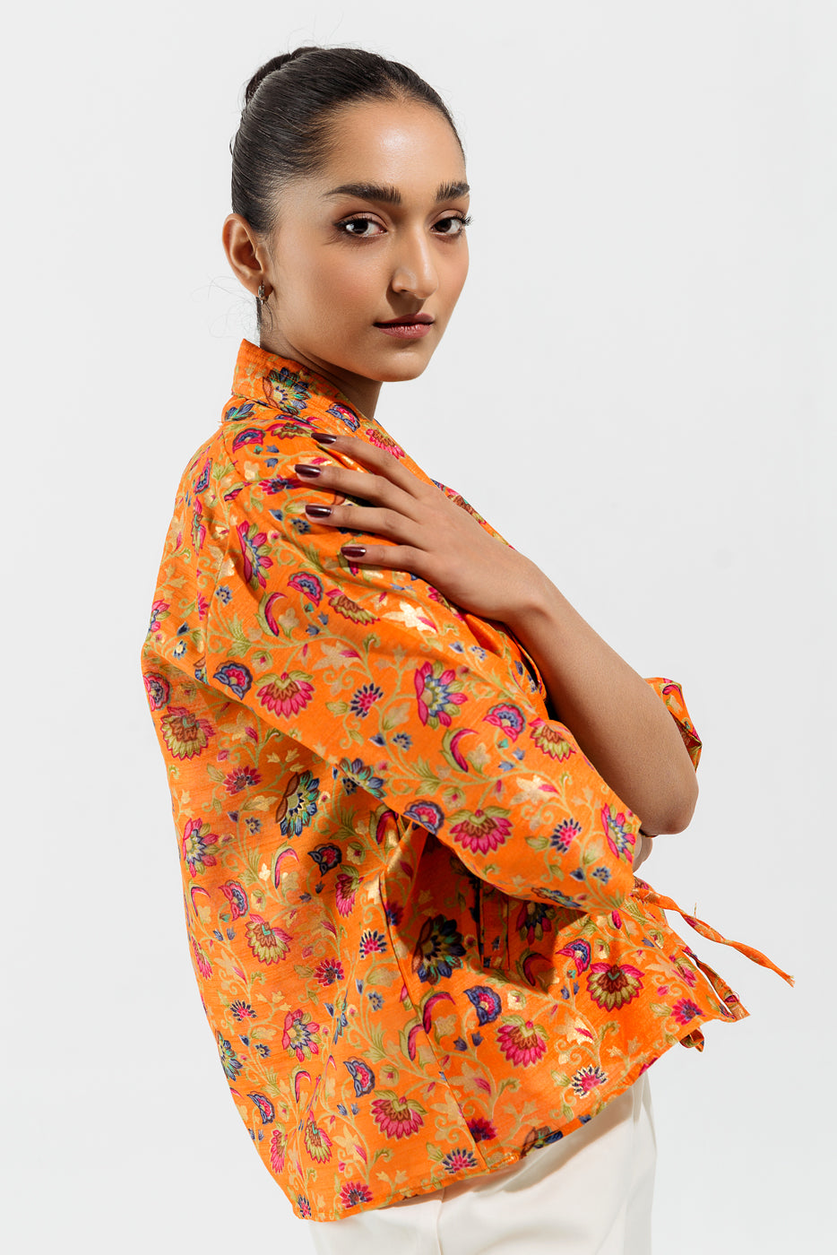 ORANGE FLORAL PRINTED TOP