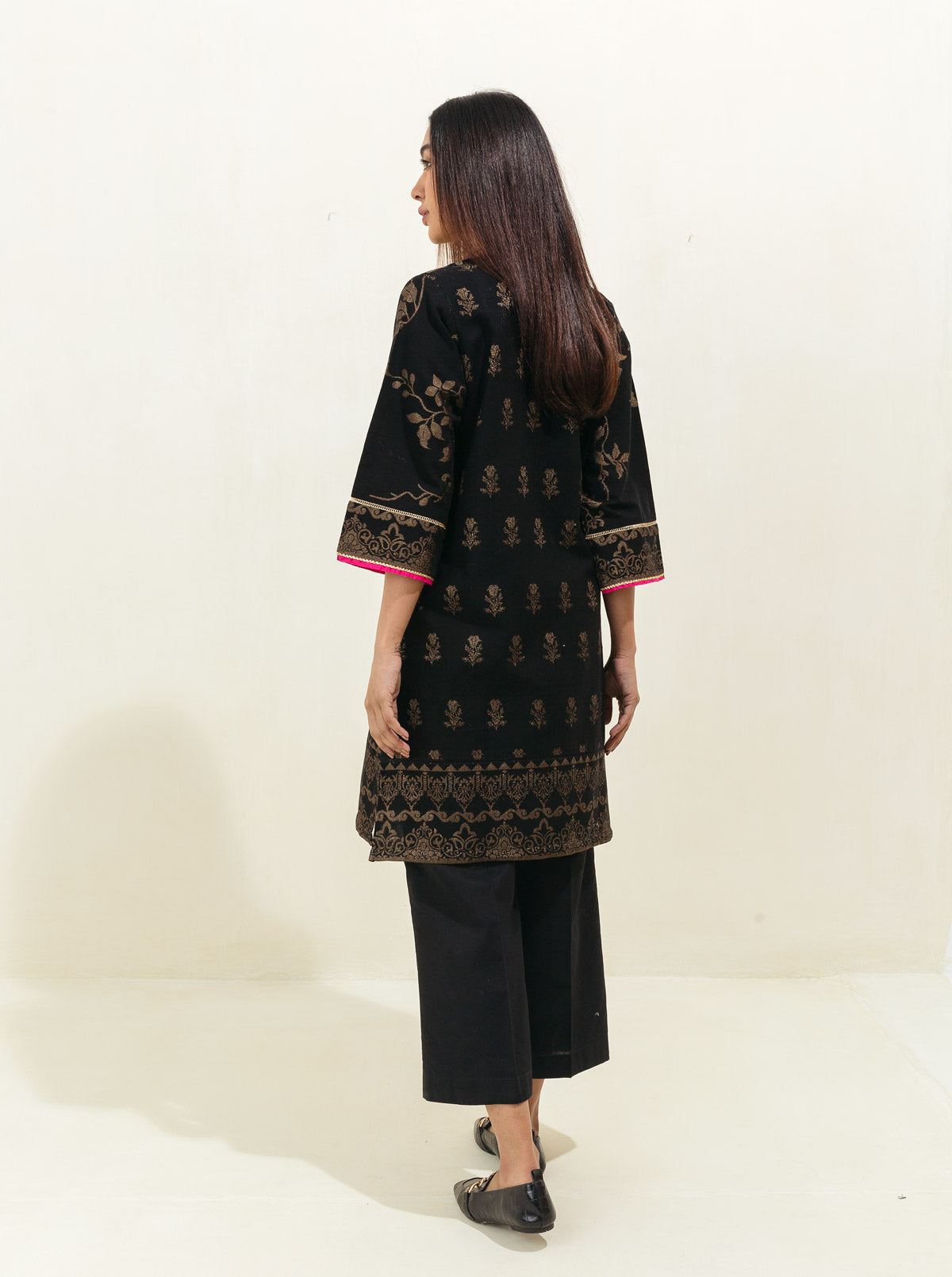 BASIC KHADDAR JACQUARD SHIRT (PRET)