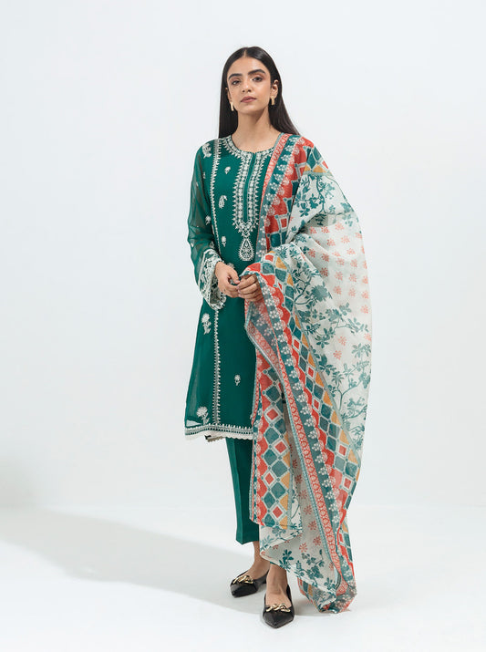 Embroidered Shirt With Dupatta