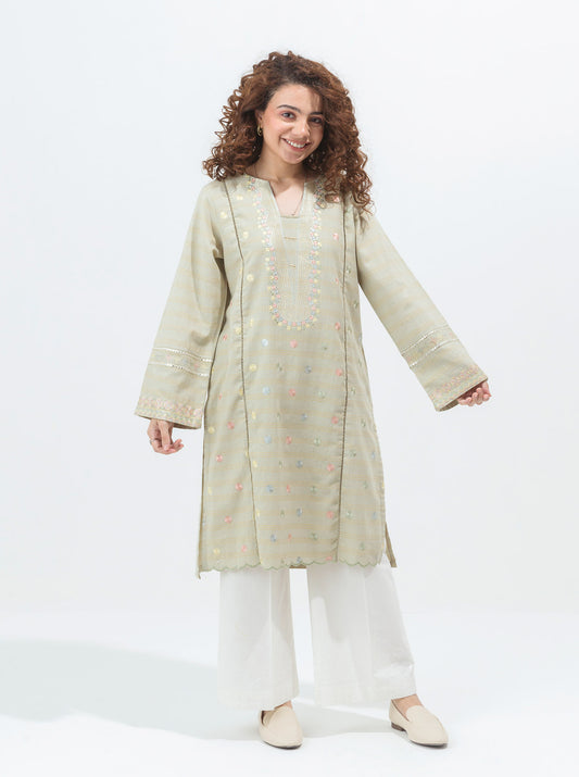 EMBROIDERED MISSOURI KHADDAR SHIRT (PRET)