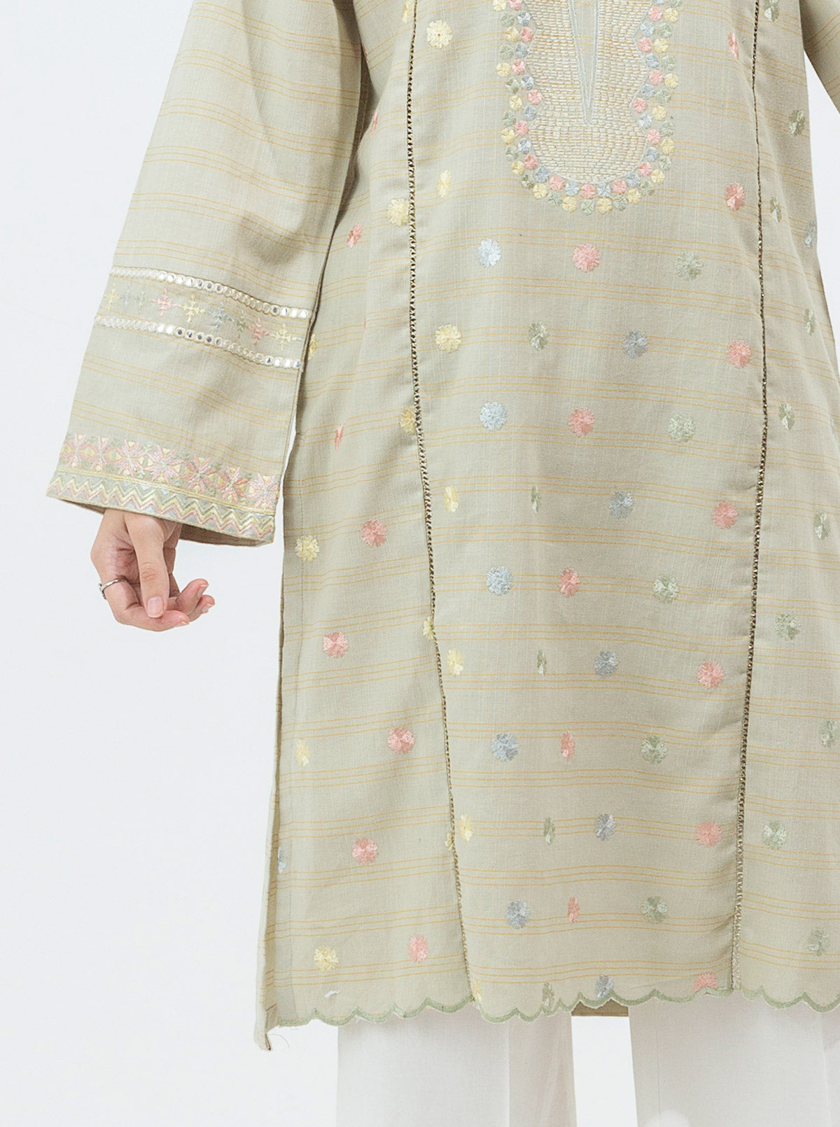 EMBROIDERED MISSOURI KHADDAR SHIRT (PRET)