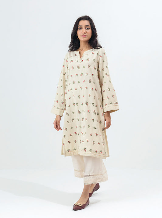 EMBROIDERED SLUB KHADDAR SHIRT (PRET)