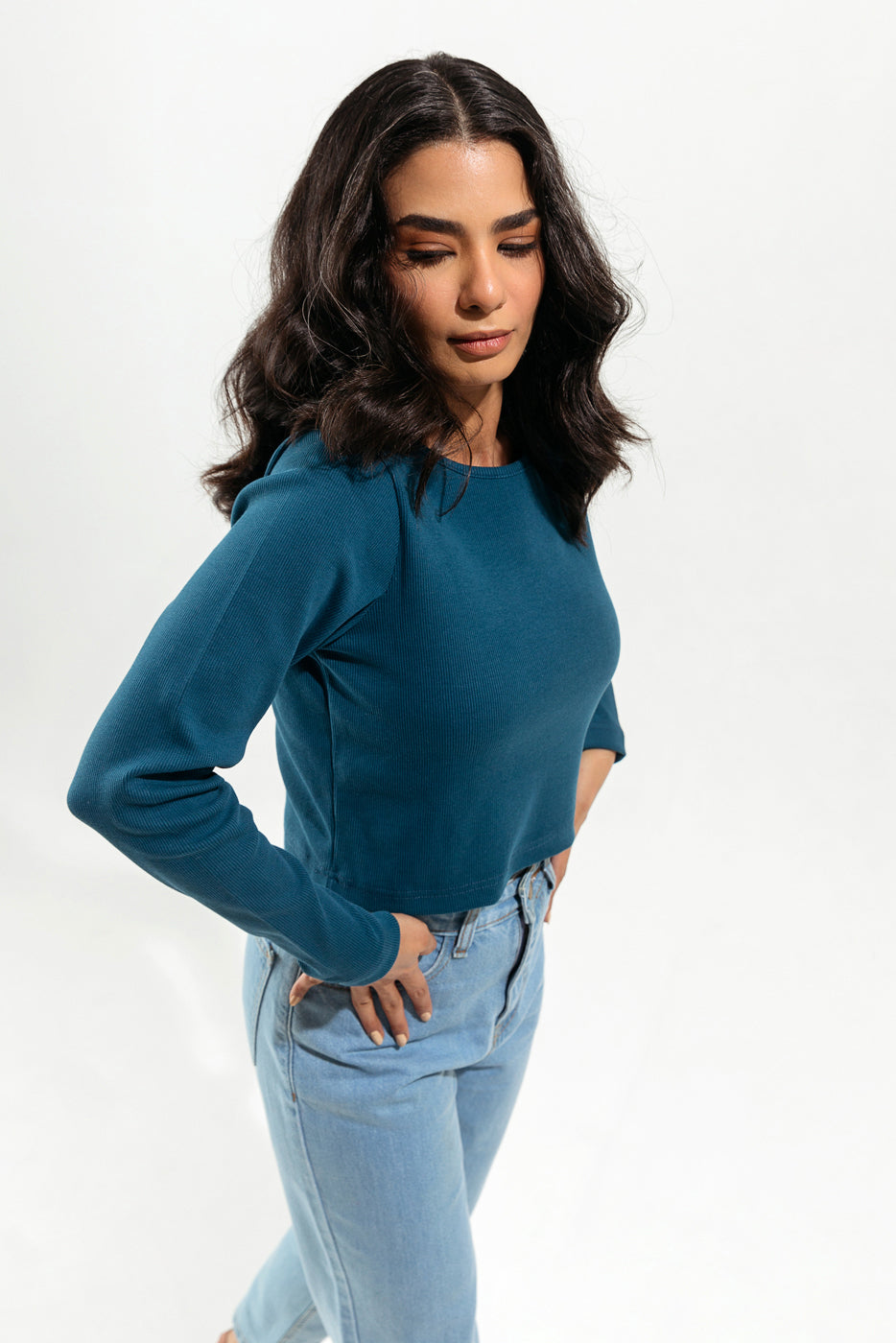 TEAL BLUE CROPPED TOP