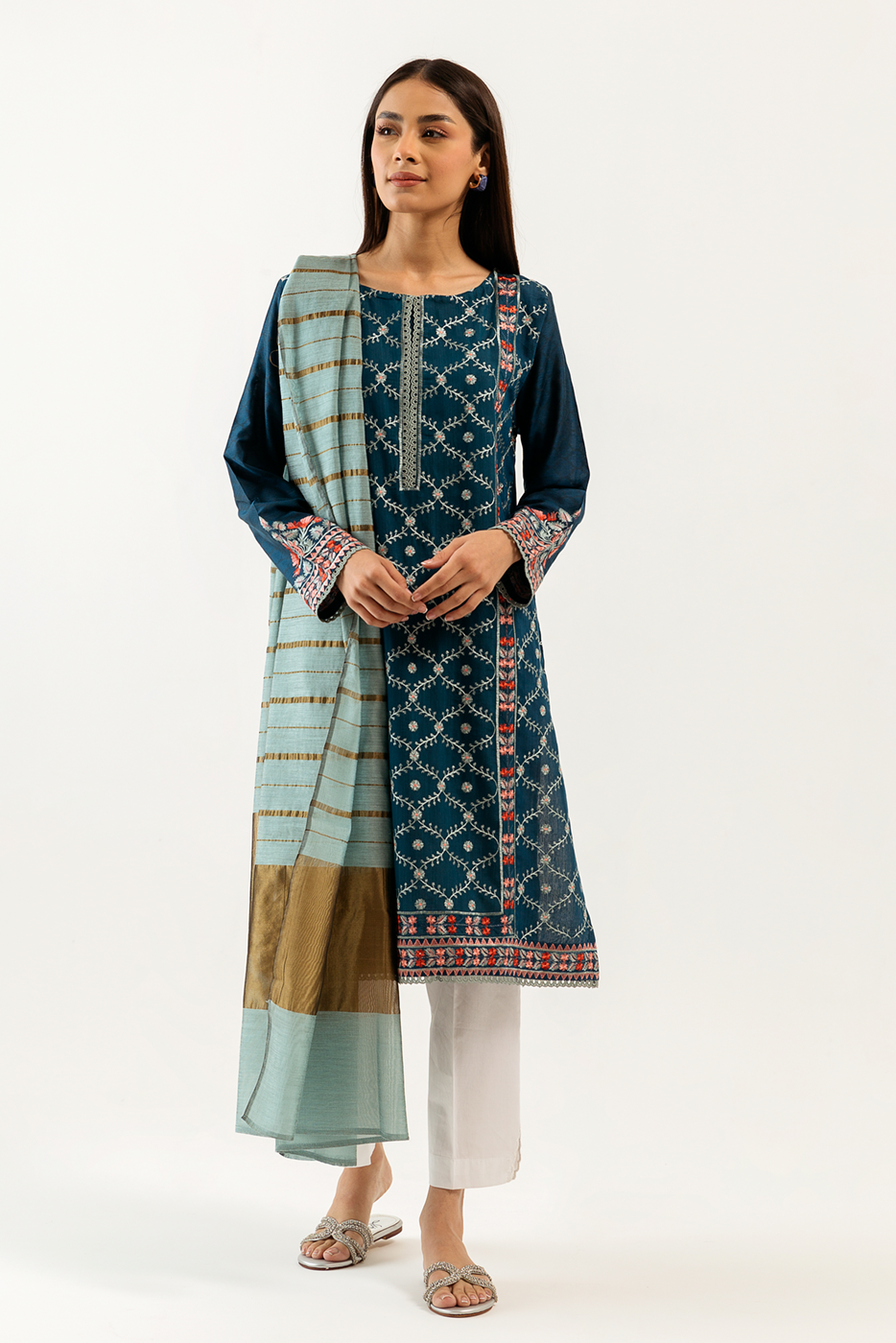 EMBROIDERED SHIRT WITH DUPATTA