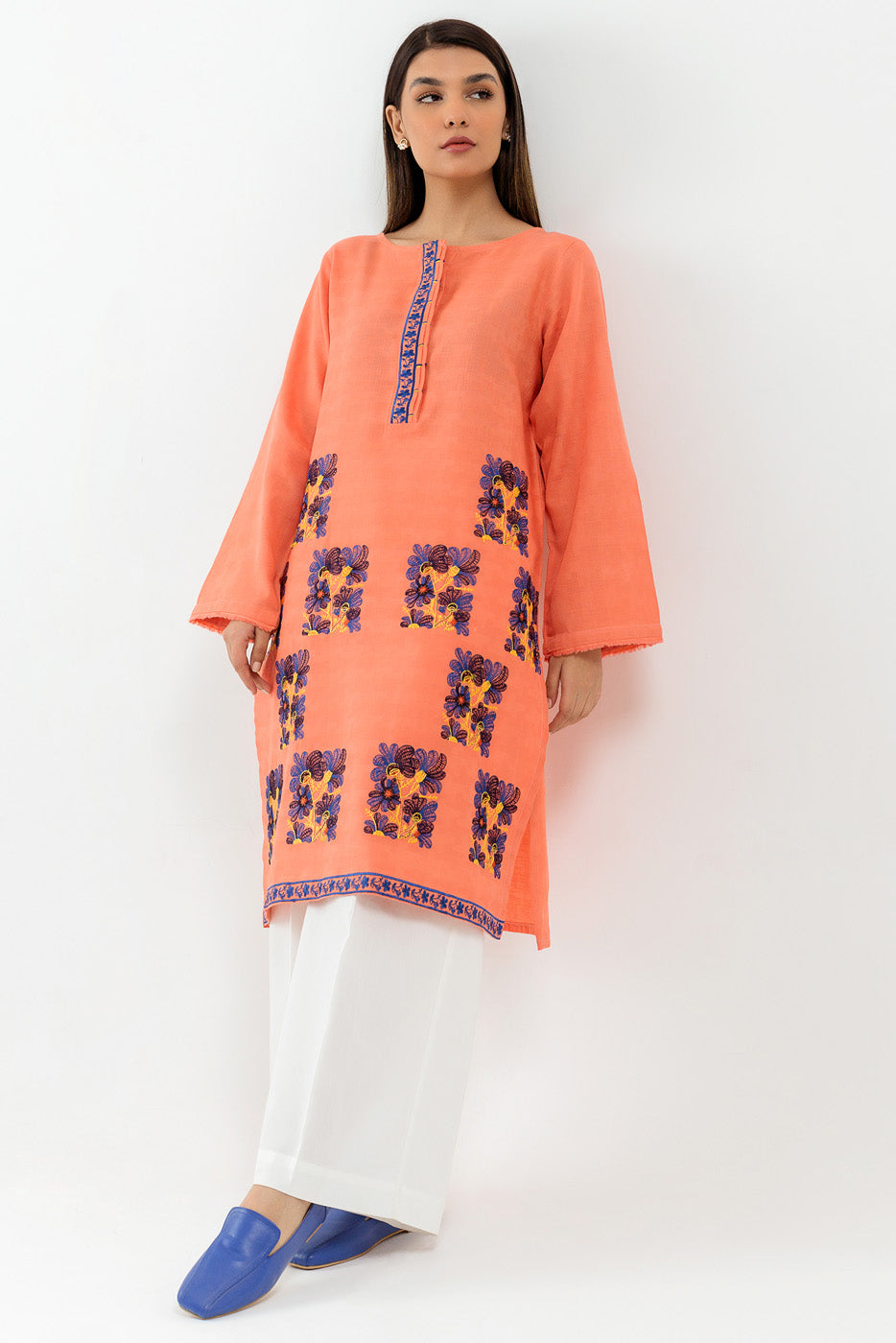 EMBROIDERED KHADDAR JACQUARD SHIRT (PRET)