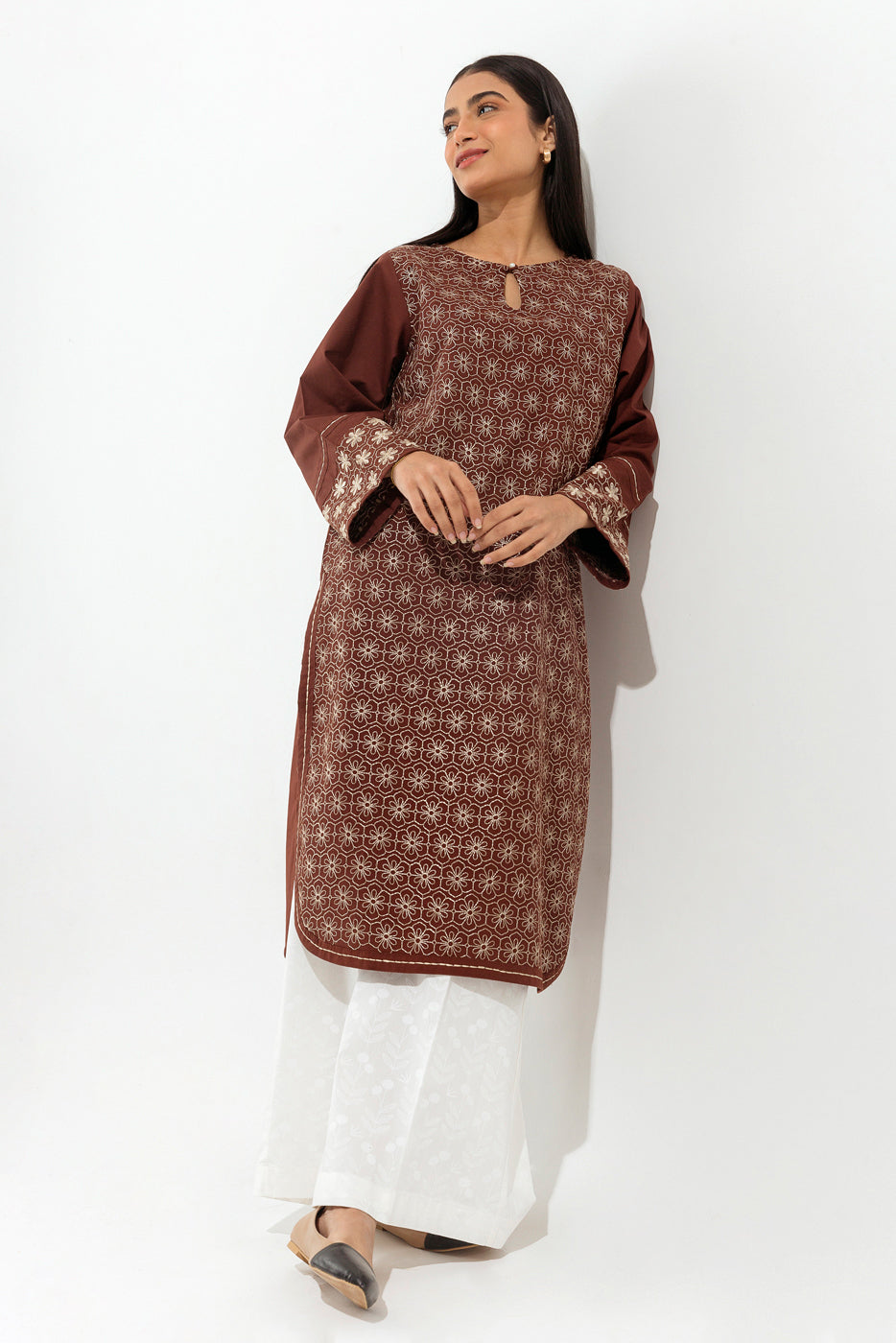 EMBROIDERED KHADDAR SHIRT (PRET)