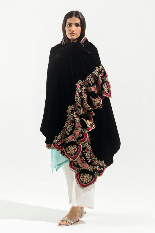 Embroidered Velvet Shawl