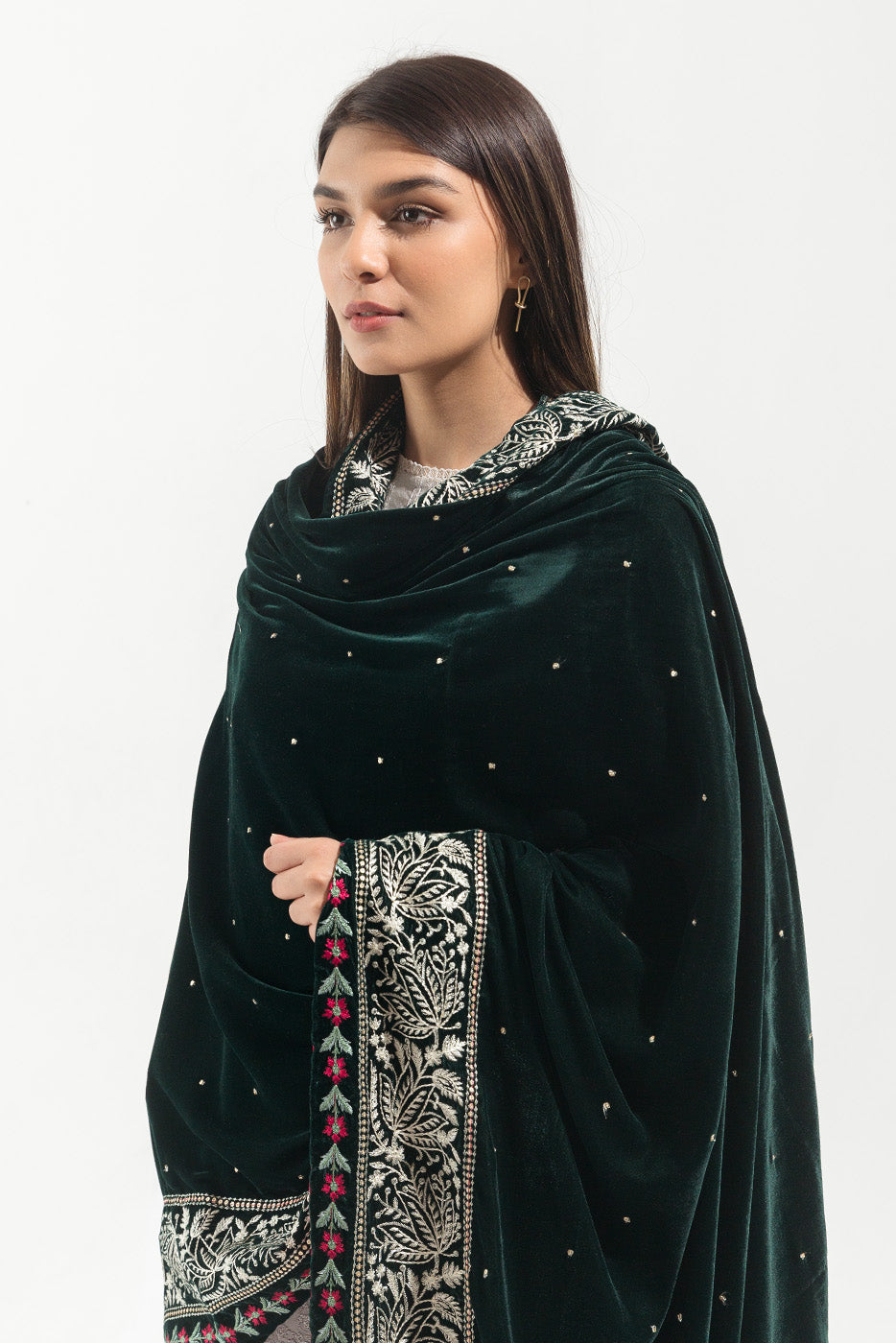 VELVET EMBROIDERED SHAWL