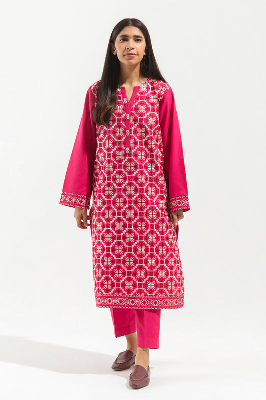 EMBROIDERED SLUB KHADDAR SHIRT (PRET)