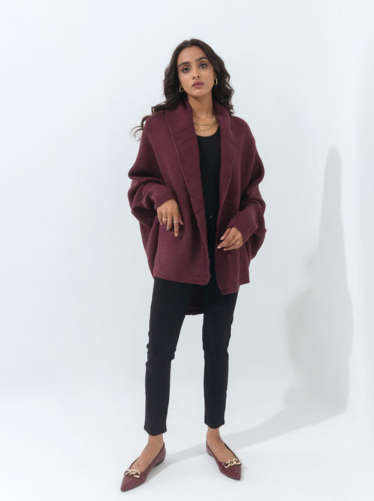 MAROON BATWING SHRUG