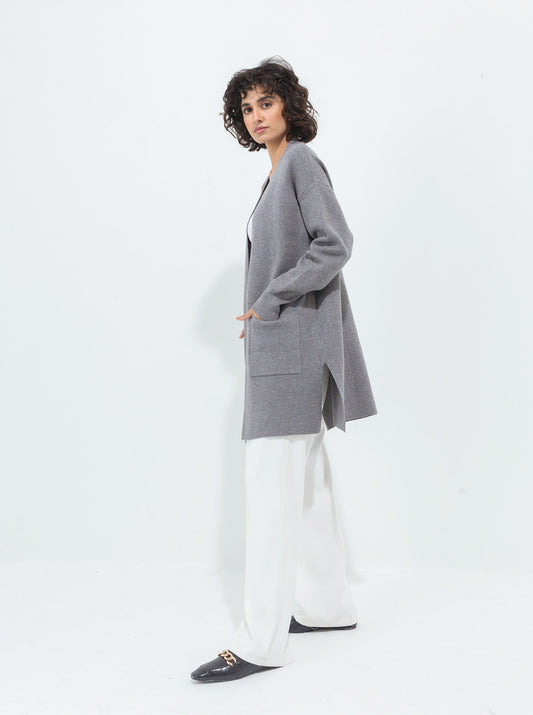 GRAY POCKET LONG SHRUG