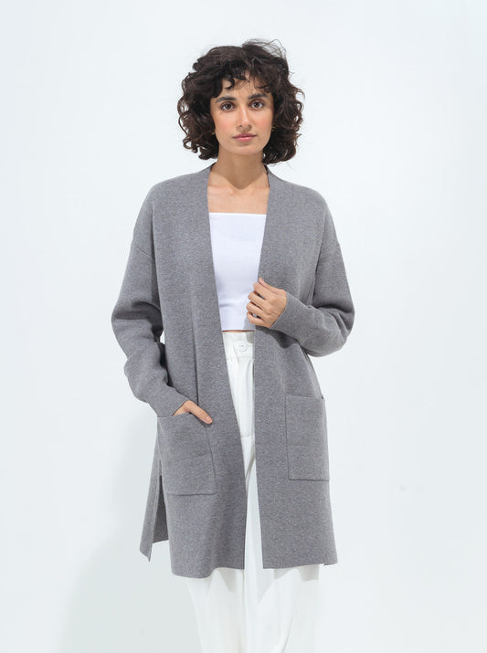 GRAY POCKET LONG SHRUG