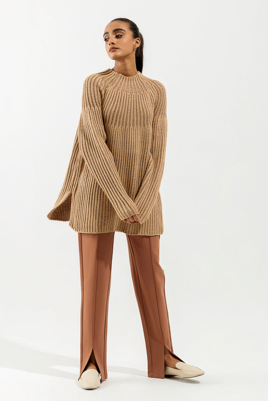 BEIGE SHIMMER PULLOVER SWEATER