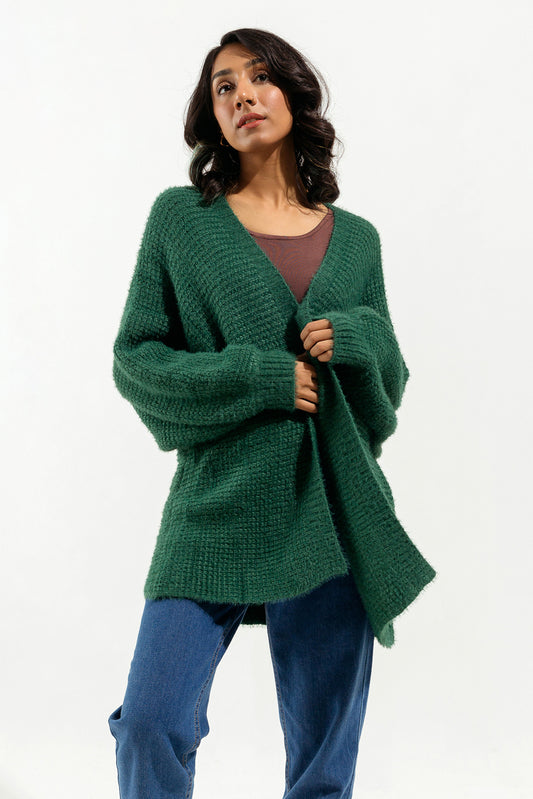 DARK GREEN OVERSIZED CARDIGAN