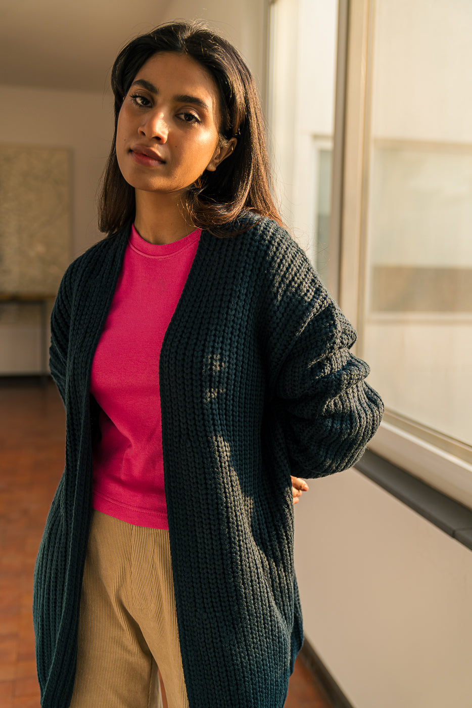 TEAL BLUE RIB KNIT SHRUG