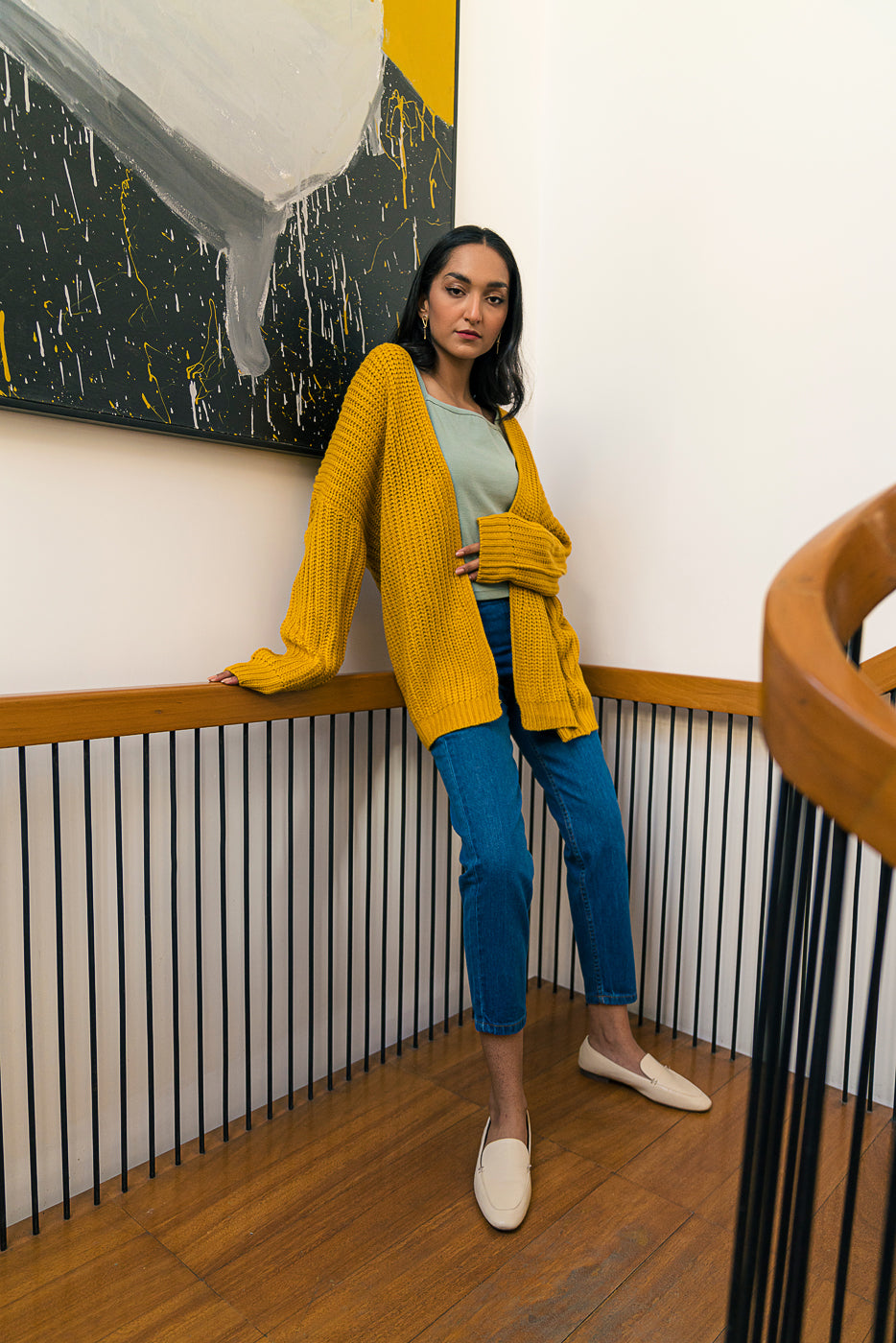 MUSTARD RIB KNIT SHRUG