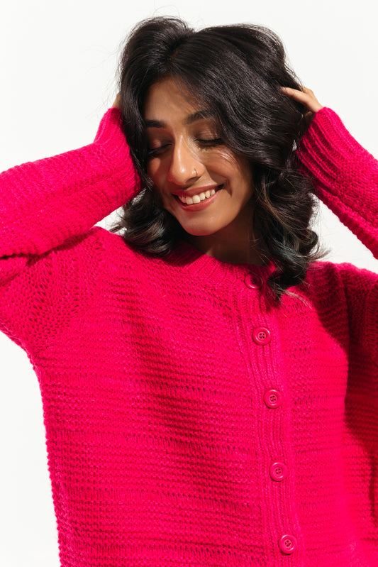 FUSCHIA KNITTED CARDIGAN
