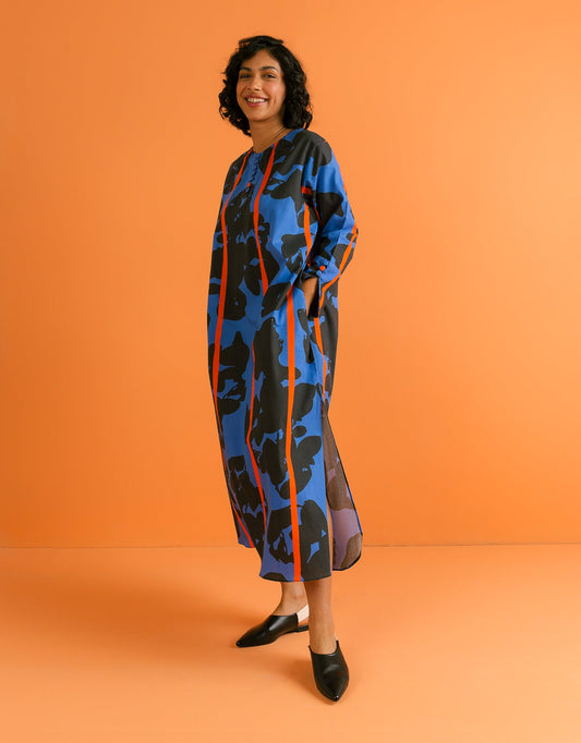 PRINTED LONG DRESS-SHIRT