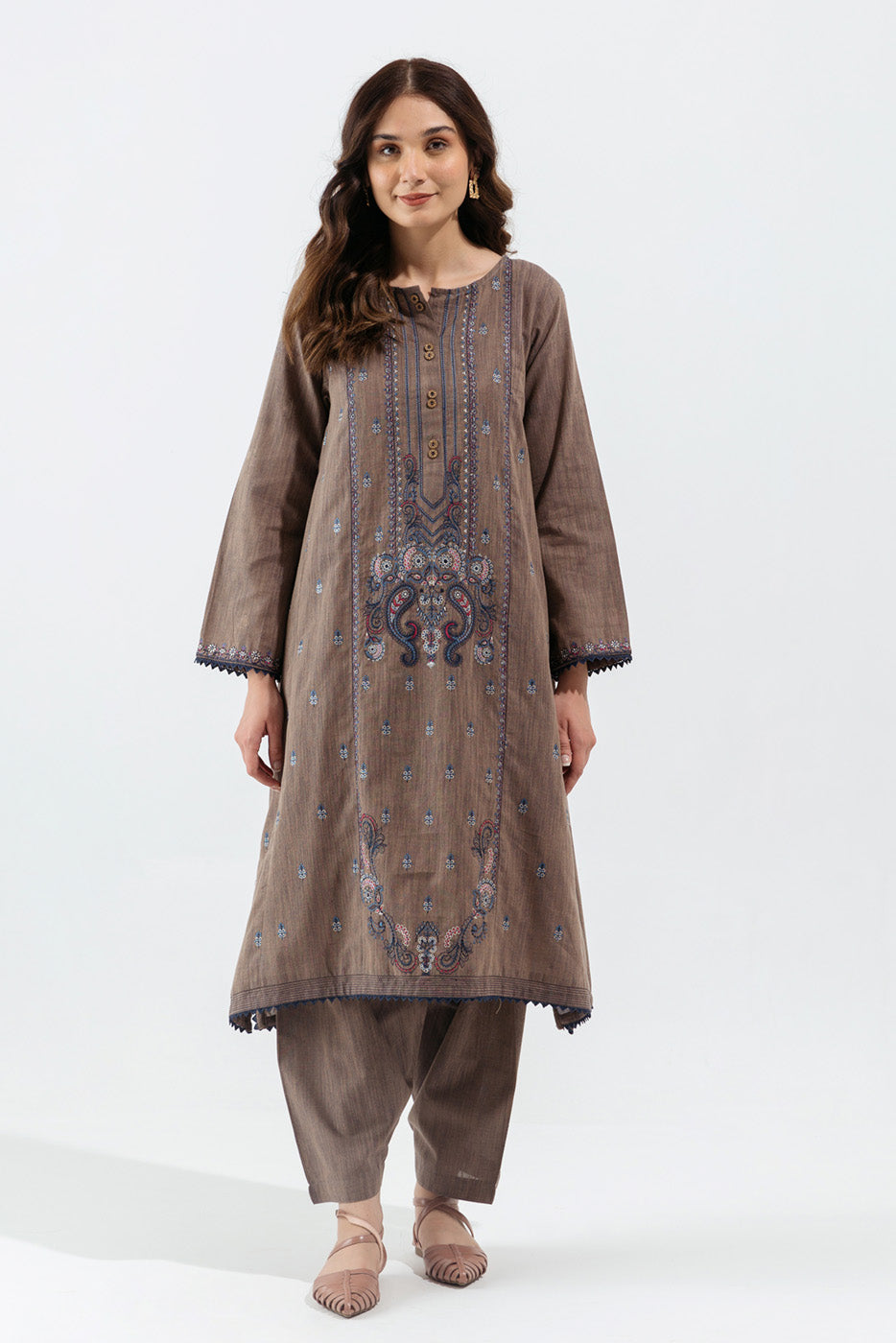 2 PIECE - EMBROIDERED KHADDAR SUIT - PAISLEY GEM