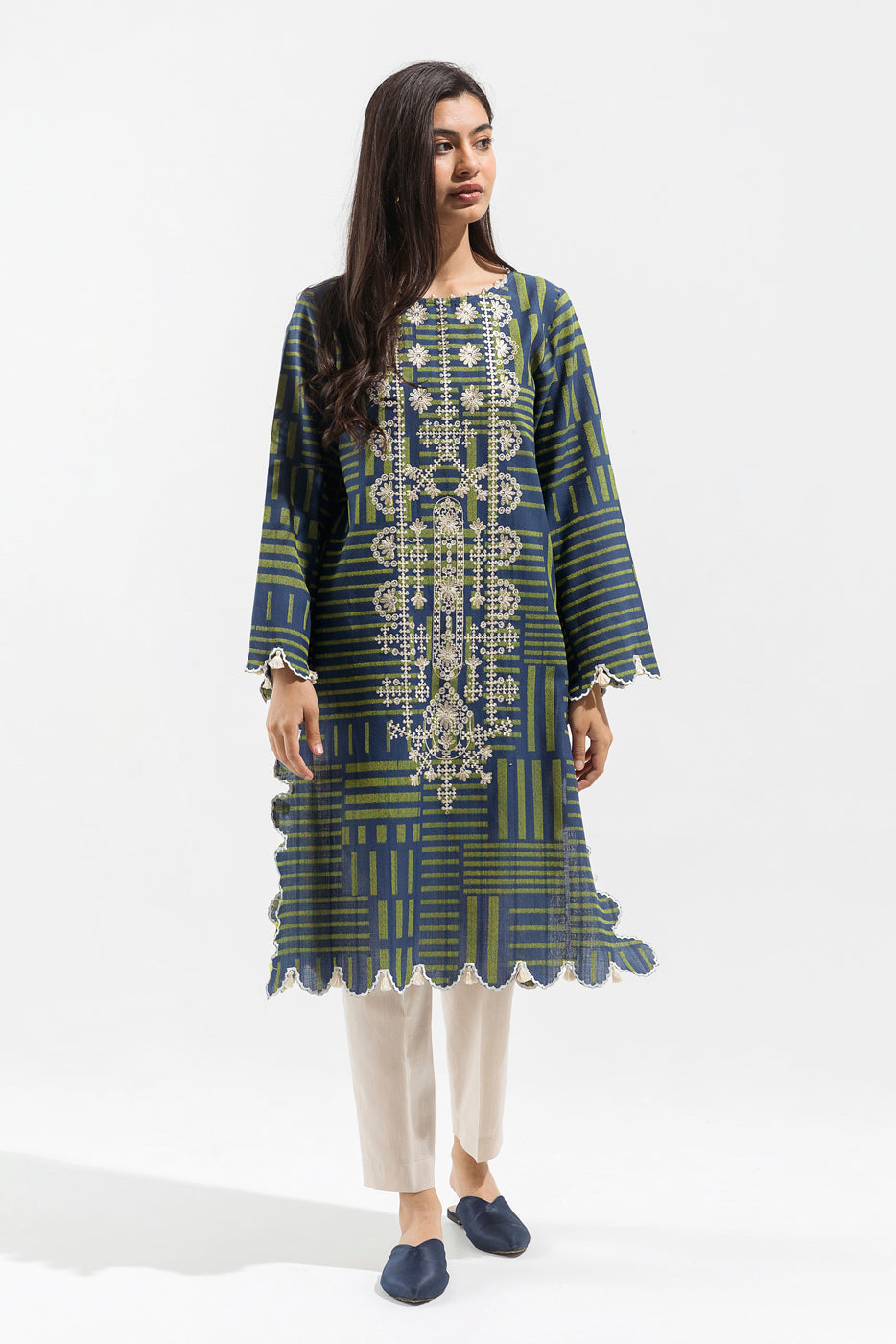 1 PIECE - EMBROIDERED JACQUARD SHIRT - LINEAR AEGEAN