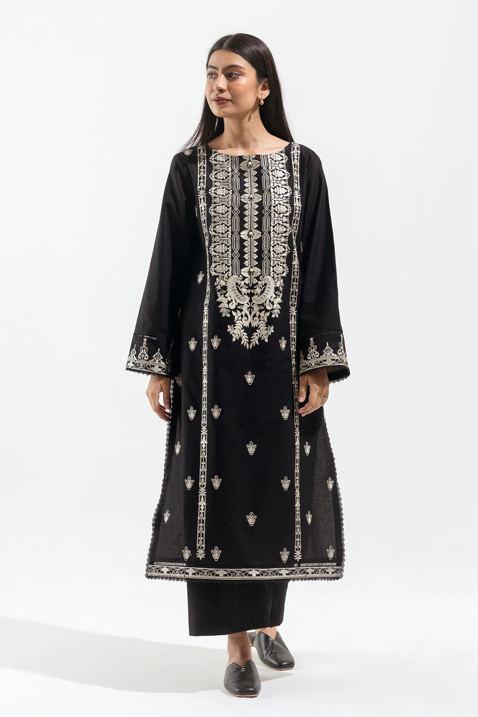 2 PIECE - EMBROIDERED JACQUARD SUIT - GYPSY BLACK