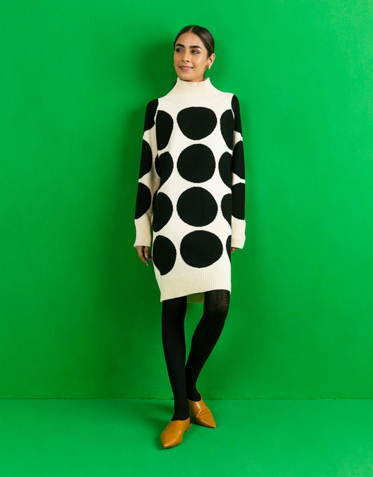 POLKA-DOTTED KNITTED SWEATER