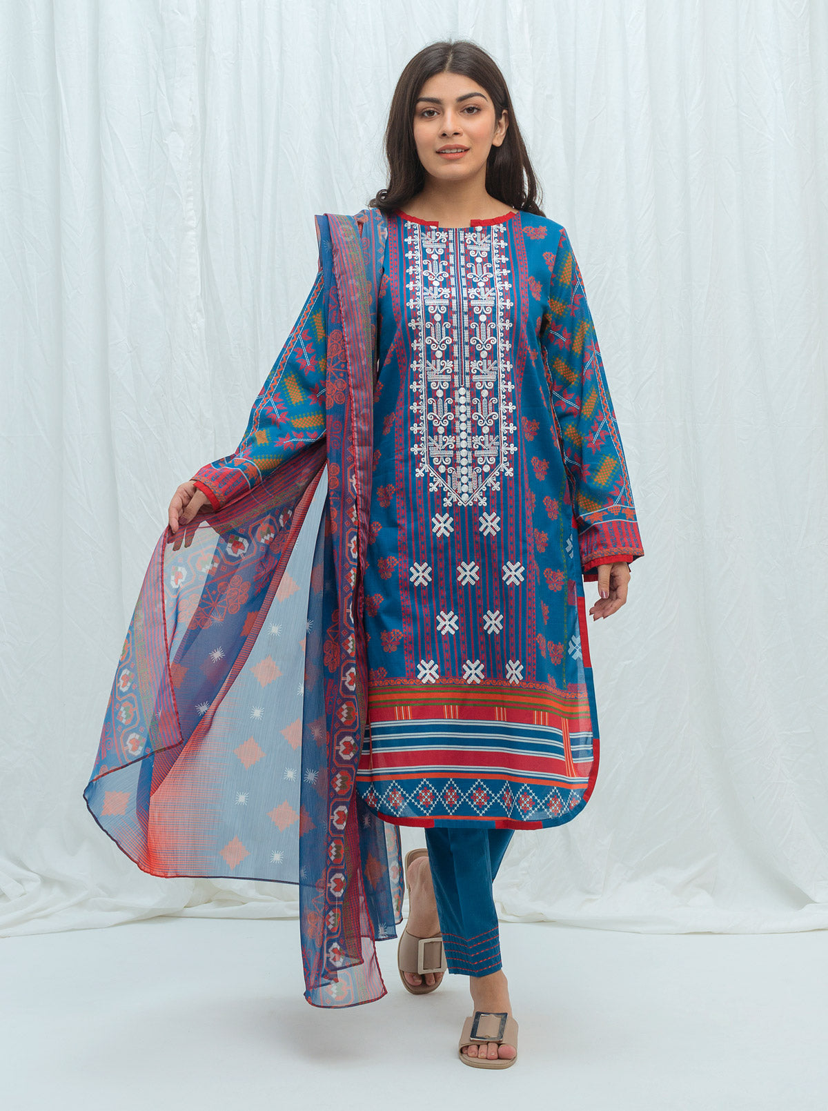 MOROCCAN BLUE-EMBROIDERED-2P (UNSTITCHED)