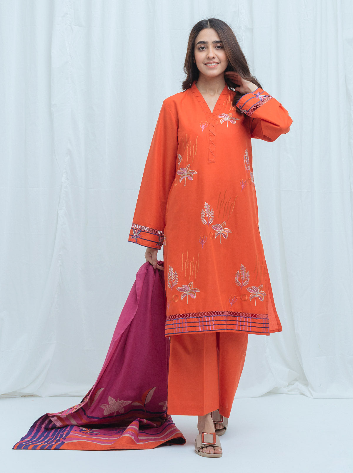 FLORA SAFFRON-EMBROIDERED-3P