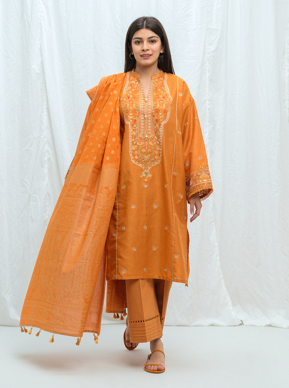 CLASSIC SAFFRON-EMBROIDERED-2P