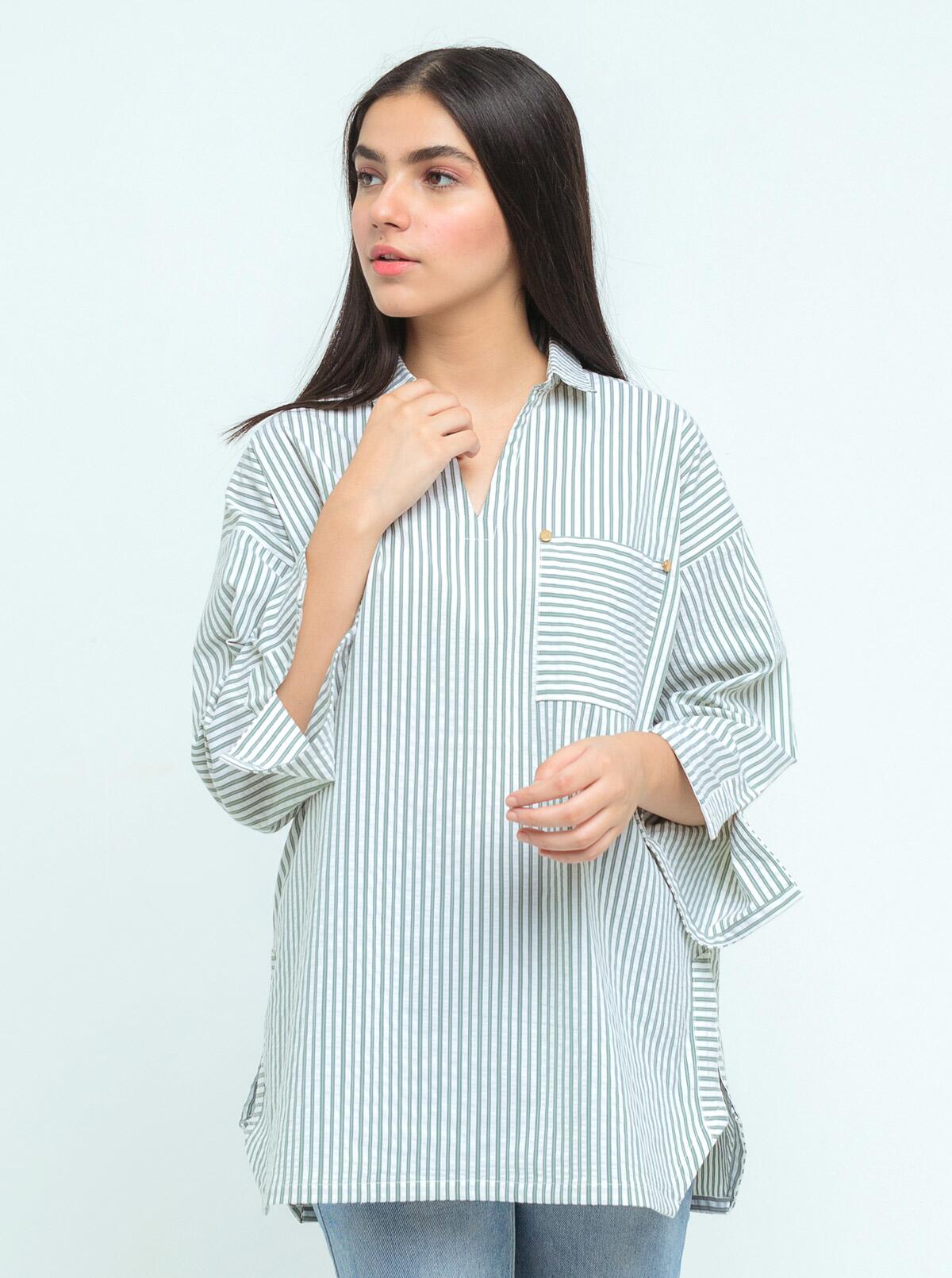 TEXTURED POPLIN TOP