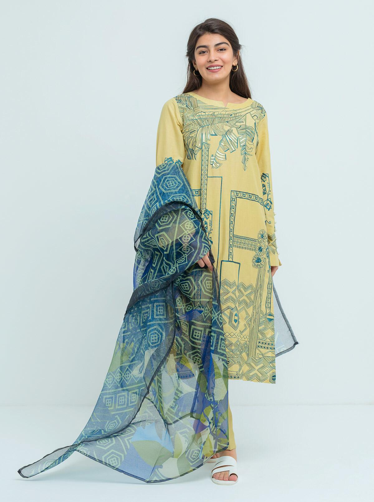 EMBROIDERED SHIRT WITH DUPATTA