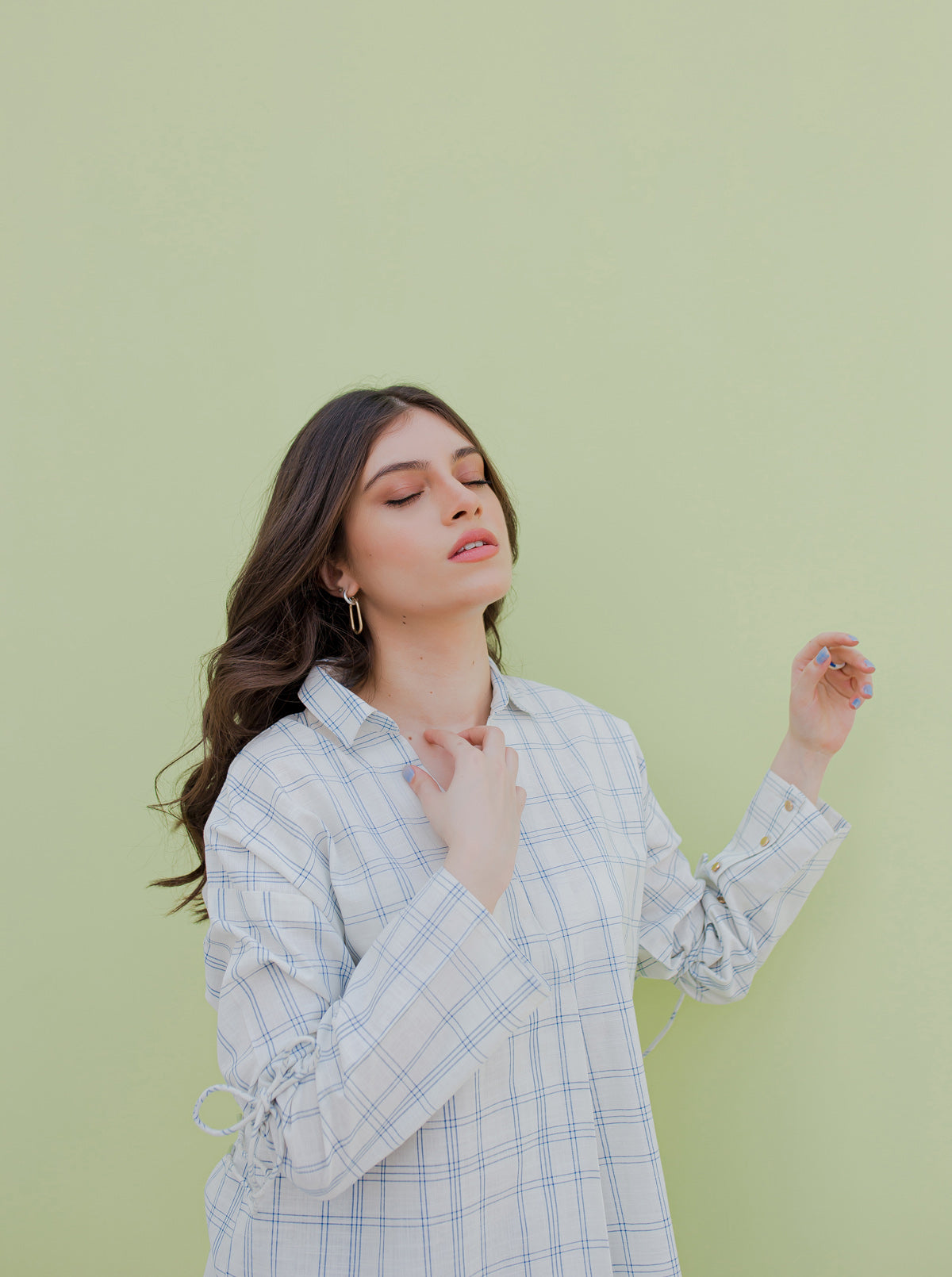 WHITE CHECK METALLIC CORD SHIRT