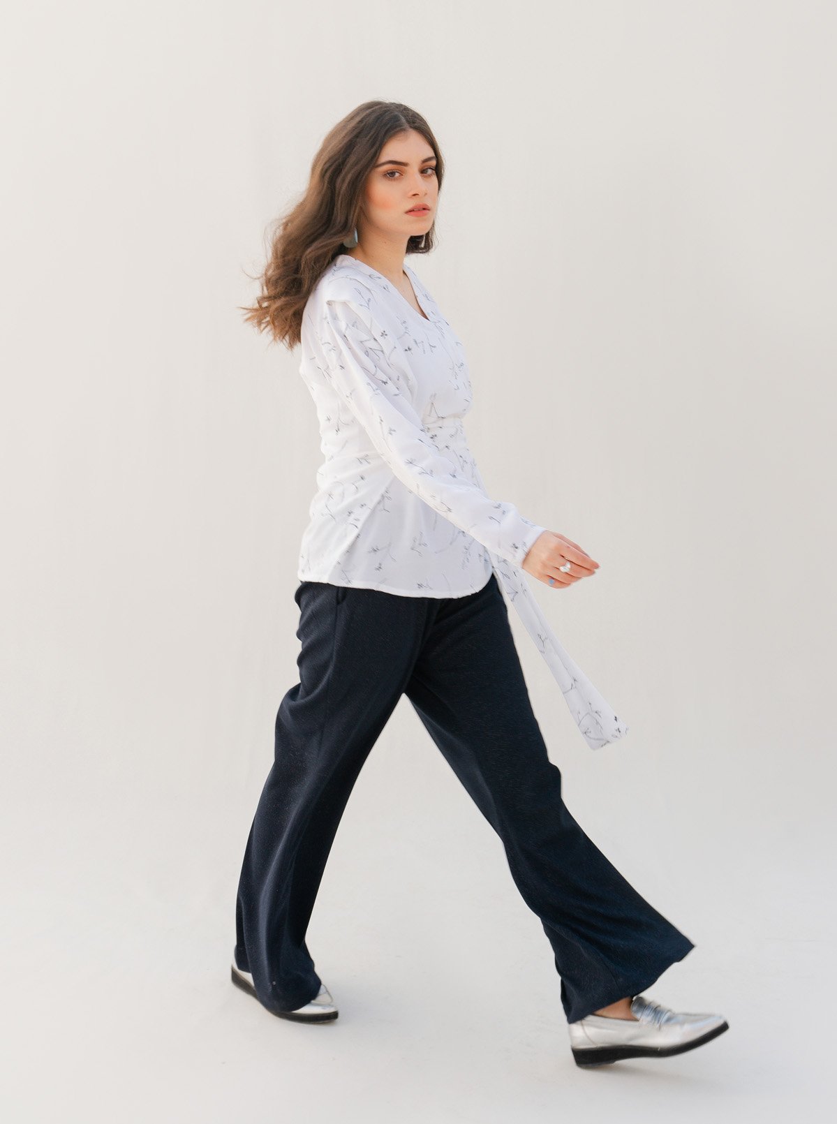 NAVY SHIMMER STRETCH BOOTCUT