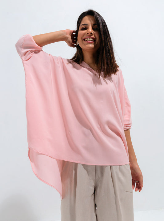 POWDER PINK BOXY COLLAR TOP