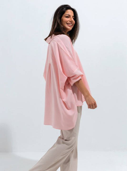 POWDER PINK BOXY COLLAR TOP