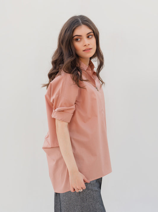 BLUSH PINK BAGGY COLLAR SHIRT