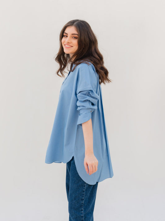 BLUE BAGGY PLACKET SHIRT