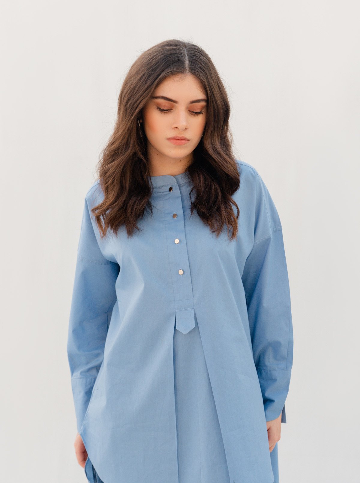 BLUE BAGGY PLACKET SHIRT