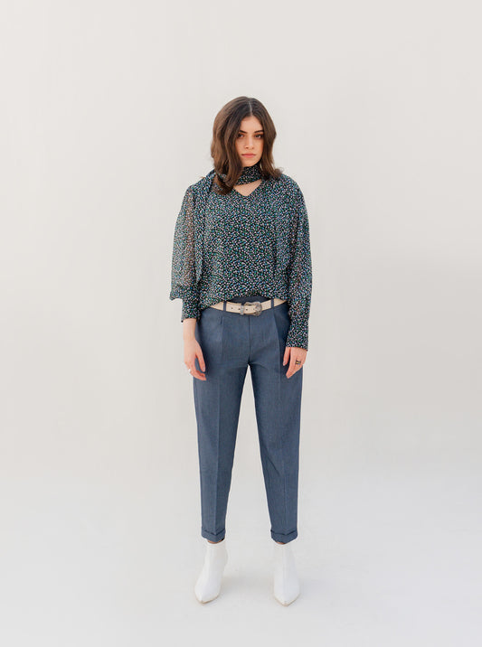 CHAMBRAY CUFF PANTS