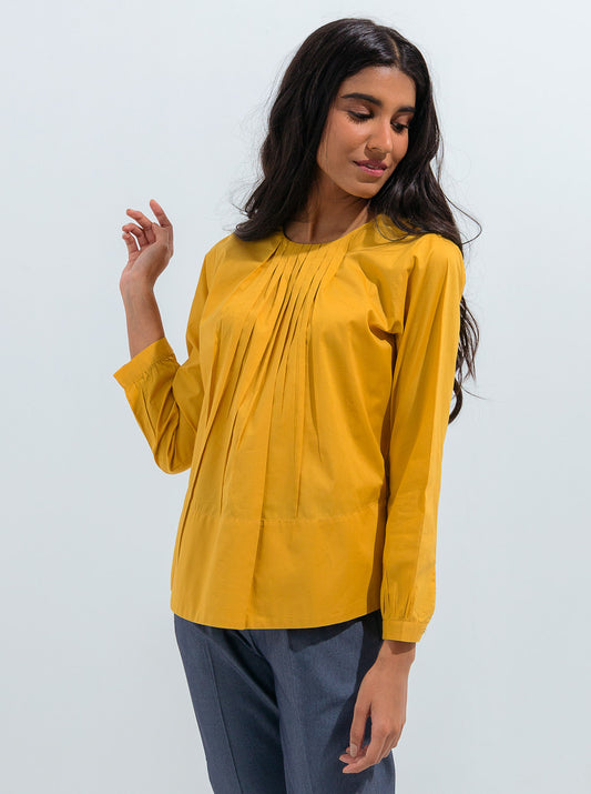 YELLOW PLEATED TOP