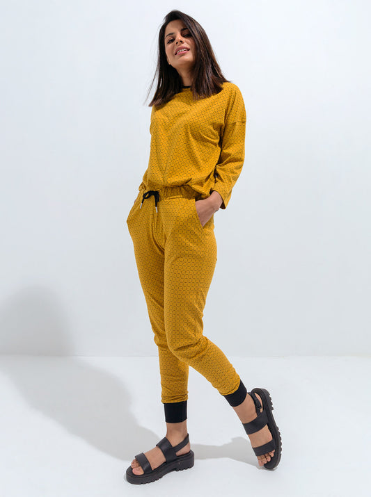 MUSTARD GEO-PRINT SUMMER TRACKSUIT