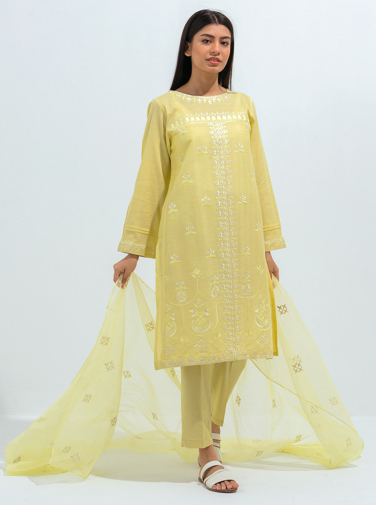 EMBROIDERED SHIRT WITH DUPATTA AND PANT